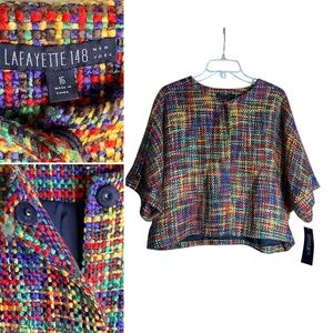 Lafayette 148 blazer Tweed  Sz 16 Rainbow Boucle Statement NWT